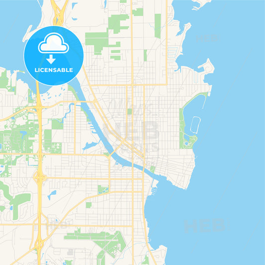Empty vector map of Oshkosh, Wisconsin, USA