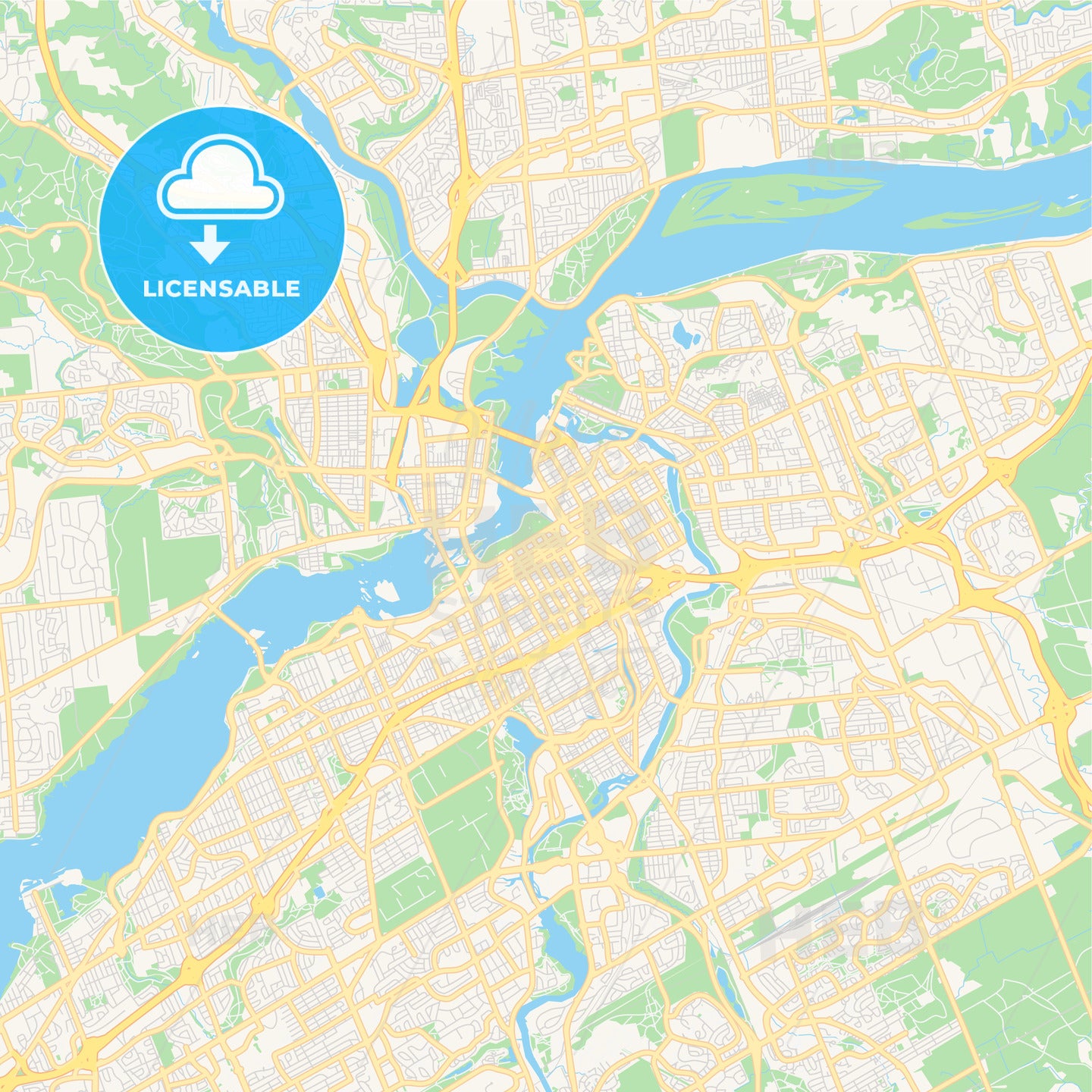 Empty vector map of Ottawa, Ontario, Canada