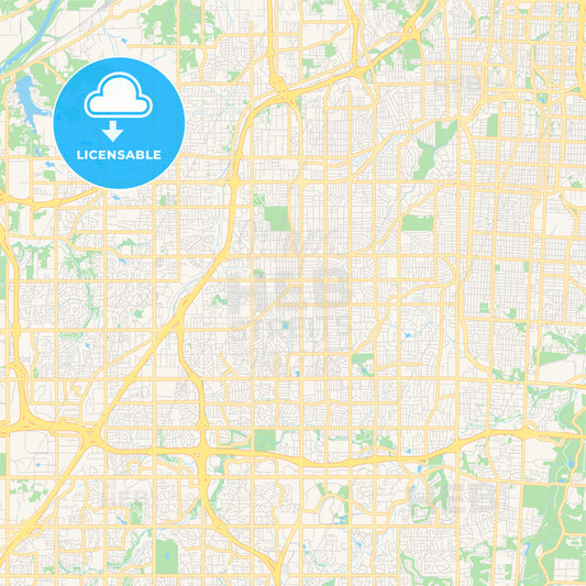 Empty vector map of Overland Park, Kansas, USA