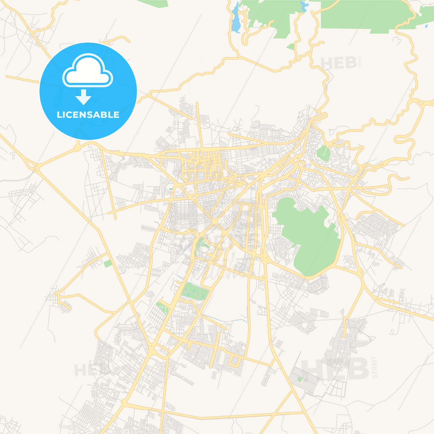 Empty vector map of Pachuca, Hidalgo, Mexico