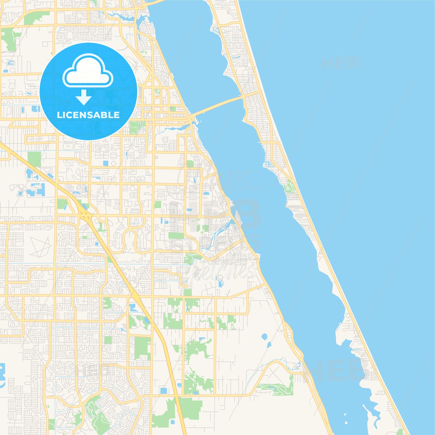 Empty vector map of Palm Bay, Florida, USA