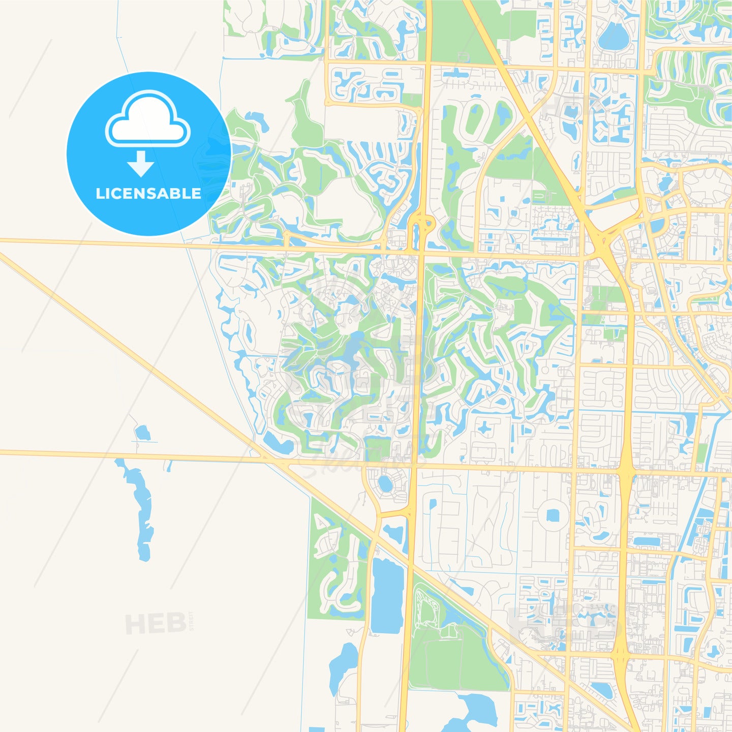Empty vector map of Palm Beach Gardens, Florida, United States of America