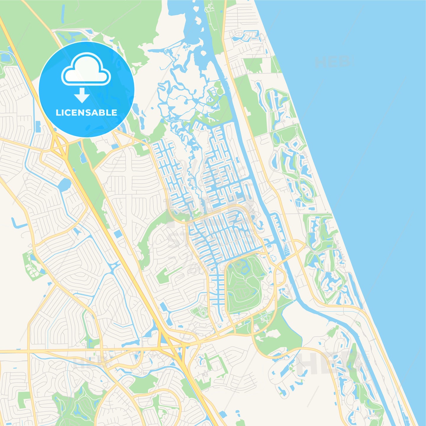 Empty vector map of Palm Coast, Florida, USA