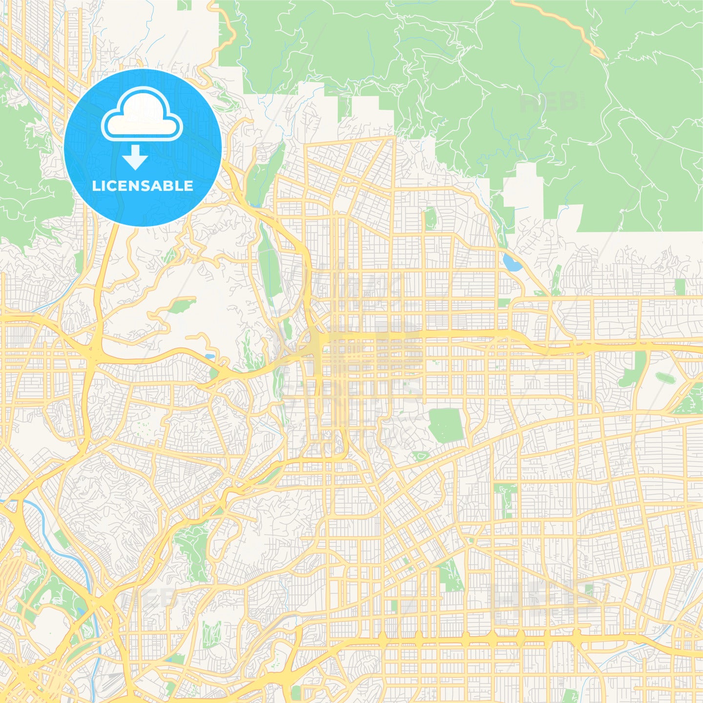 Empty vector map of Pasadena, California, USA