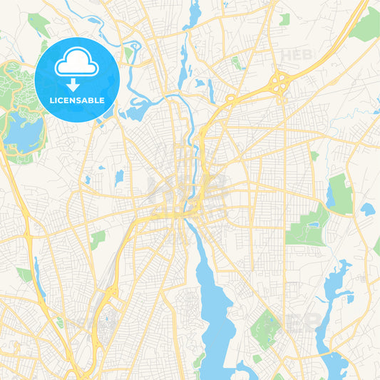 Empty vector map of Pawtucket, Rhode Island, USA