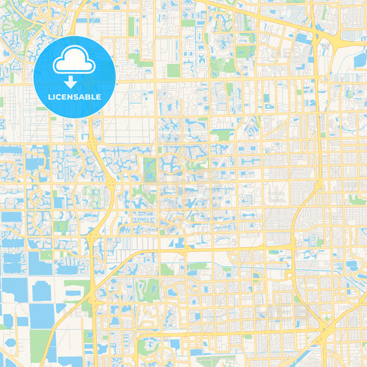 Empty vector map of Pembroke Pines, Florida, USA