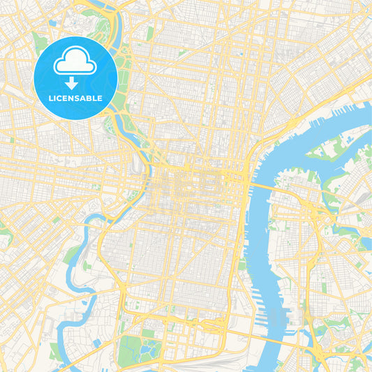 Empty vector map of Philadelphia, Pennsylvania, USA