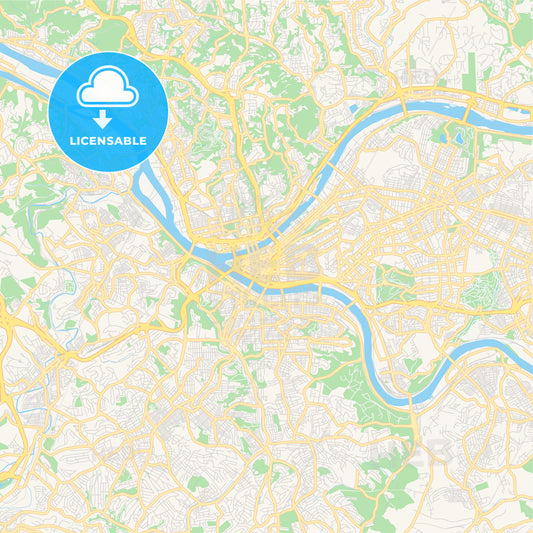 Empty vector map of Pittsburgh, Pennsylvania, USA