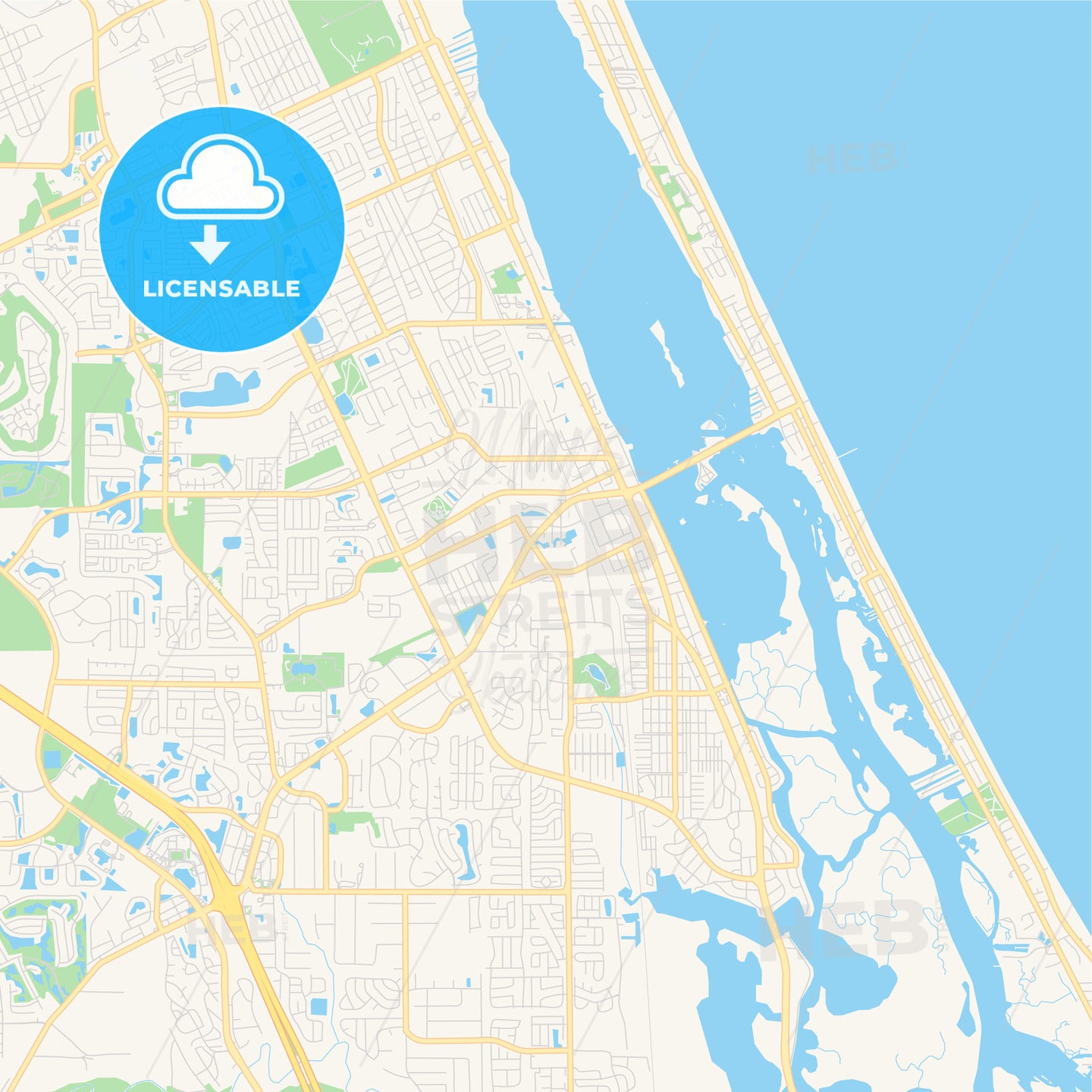 Empty vector map of Port Orange, Florida, USA