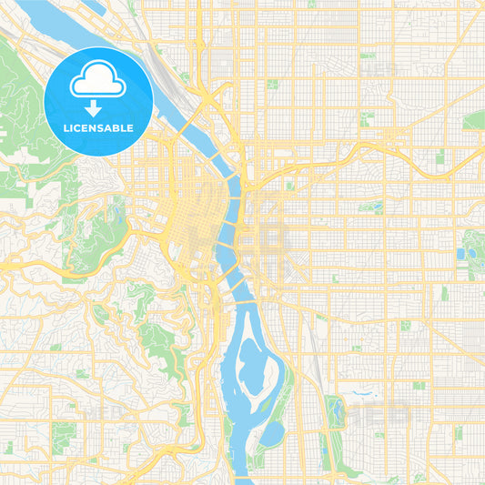 Empty vector map of Portland, Oregon, USA
