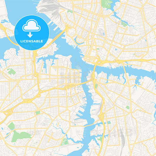 Empty vector map of Portsmouth, Virginia, USA