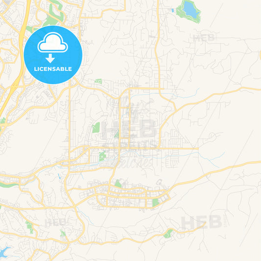 Empty vector map of Poway, California, United States of America