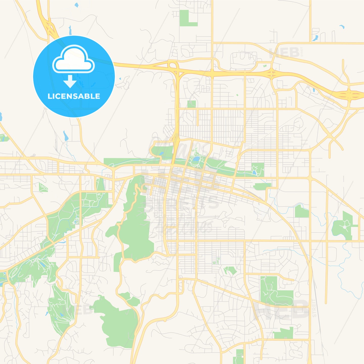 Empty vector map of Rapid City, South Dakota, USA