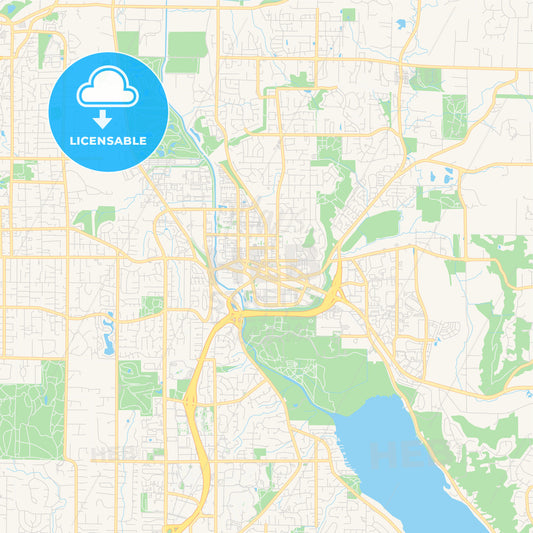 Empty vector map of Redmond, Washington, USA