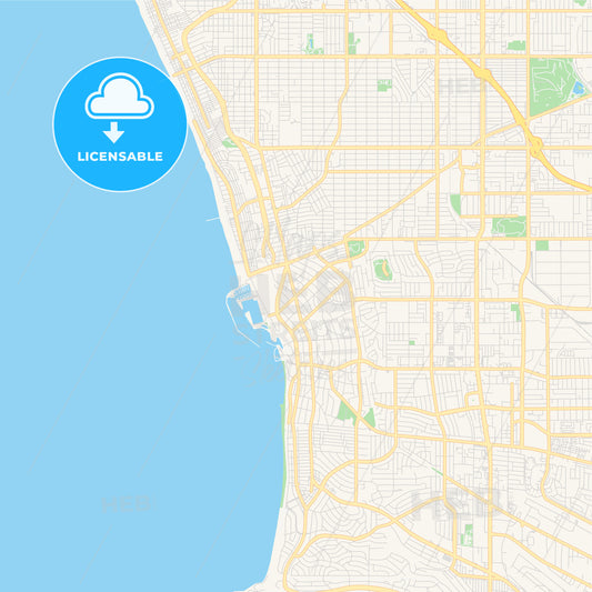 Empty vector map of Redondo Beach, California, USA