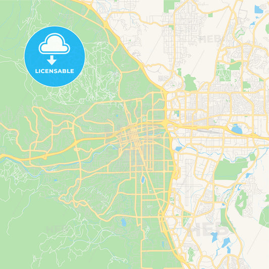 Empty vector map of Reno, Nevada, USA
