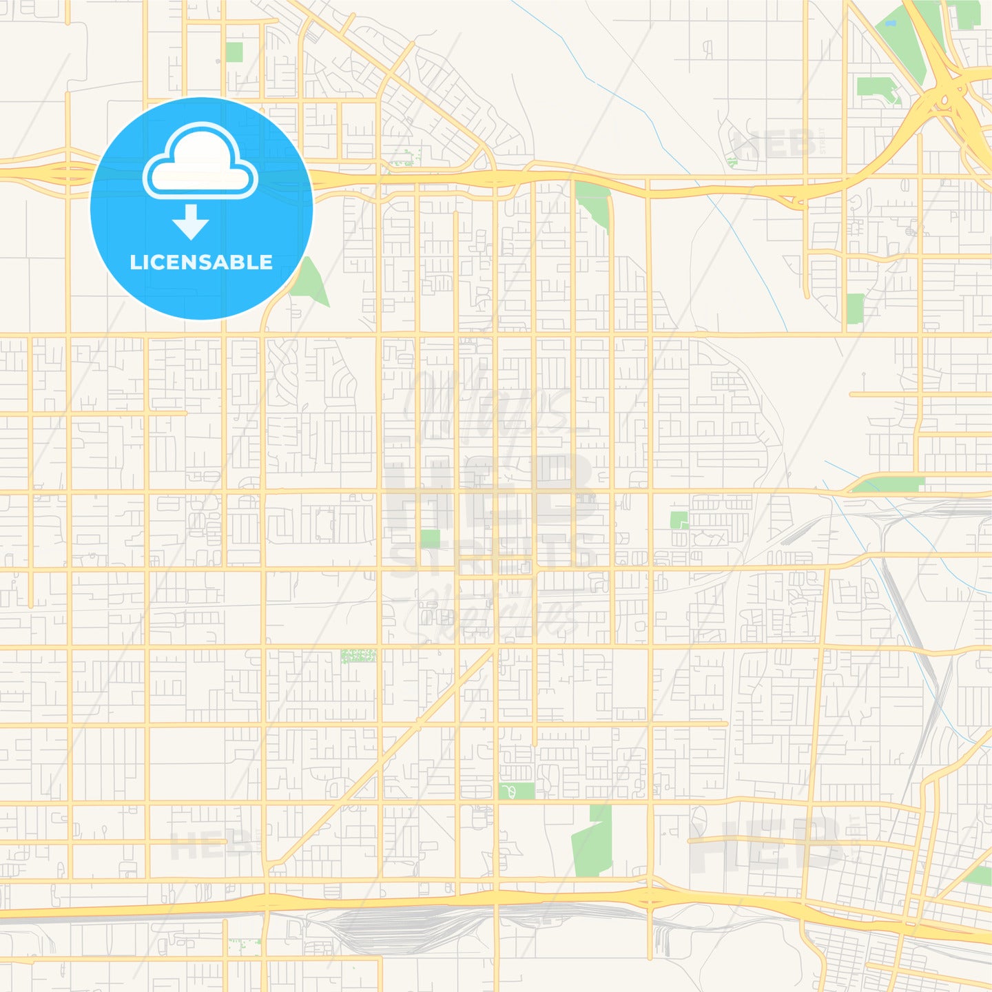 Empty vector map of Rialto, California, USA