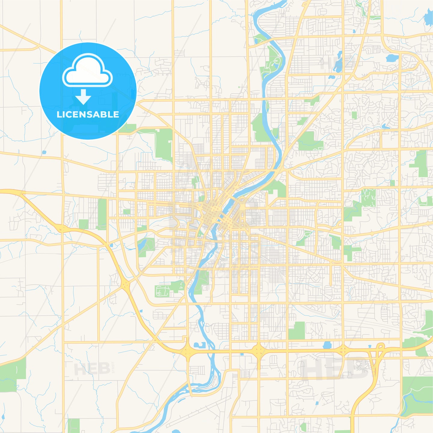Empty vector map of Rockford, Illinois, USA