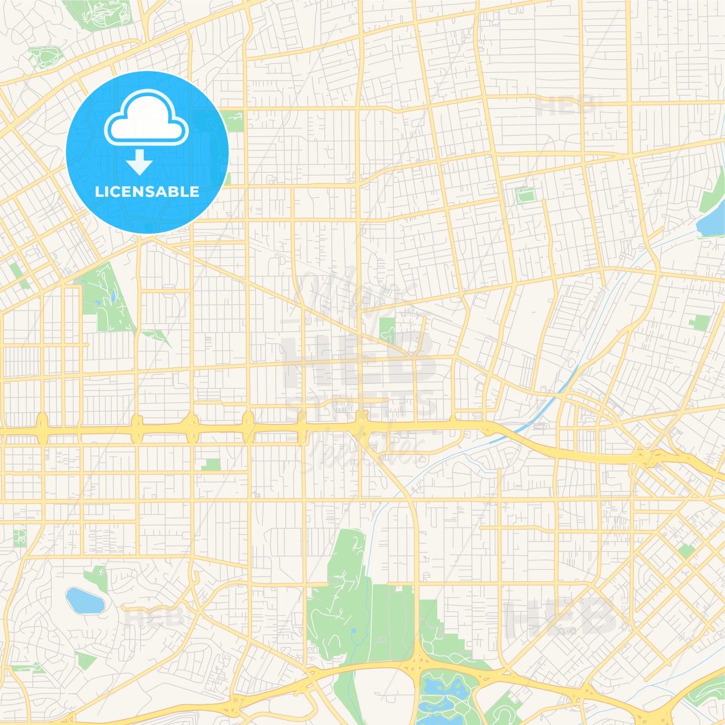 Empty vector map of Rosemead, California, USA