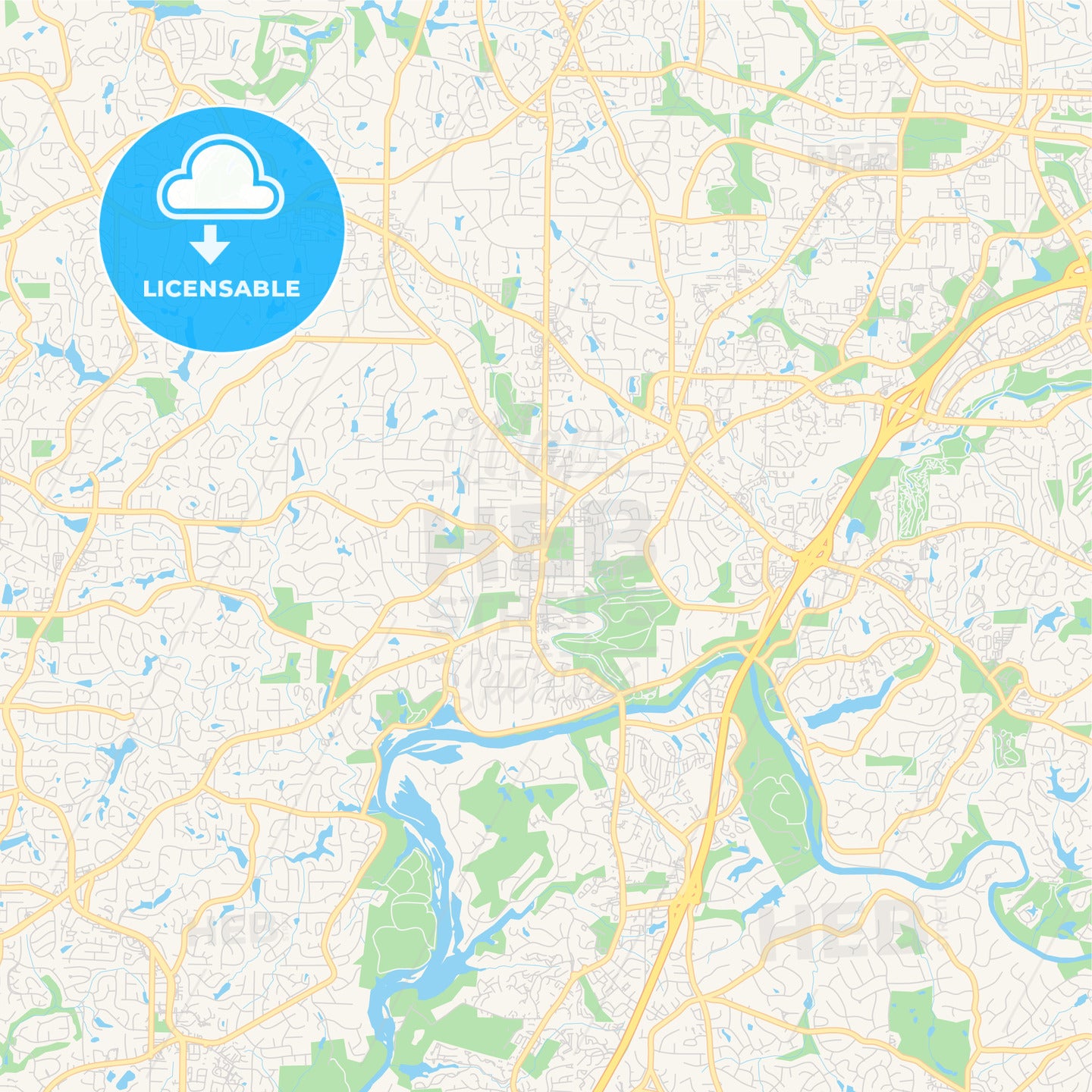 Empty vector map of Roswell, Georgia, USA