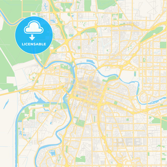 Empty vector map of Sacramento, California, USA