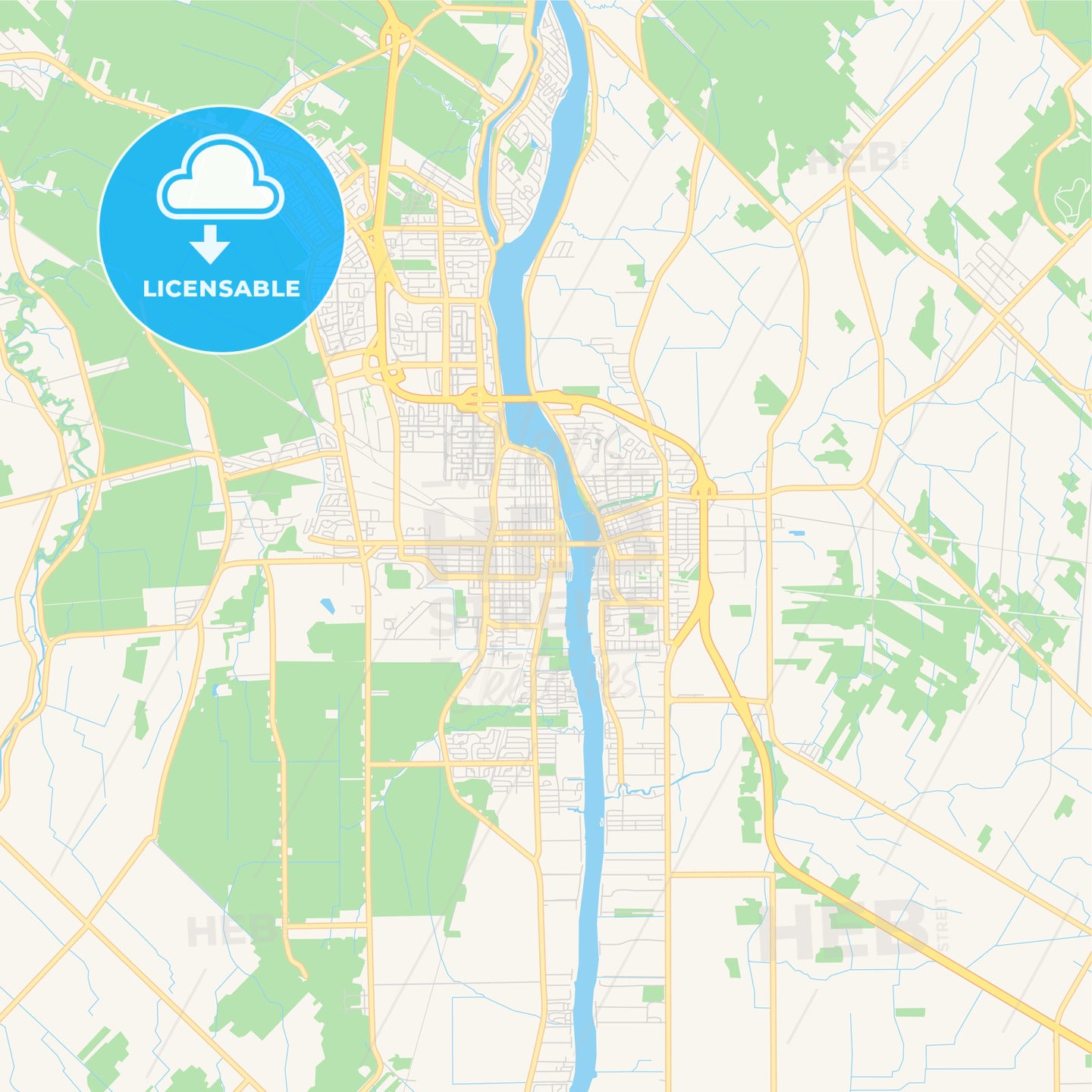 Empty vector map of Saint-Jean-sur-Richelieu, Quebec, Canada