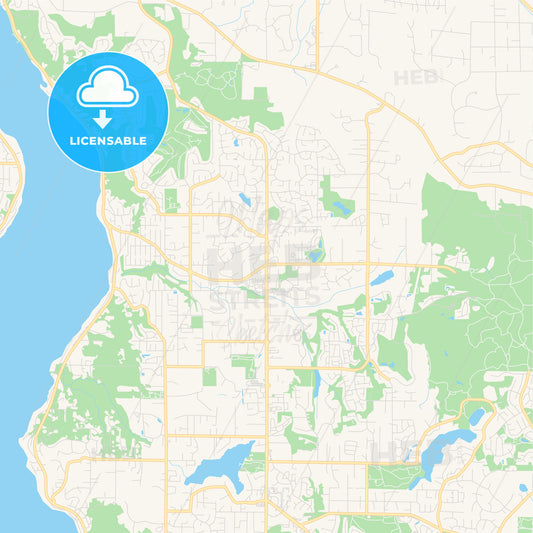 Empty vector map of Sammamish, Washington, USA