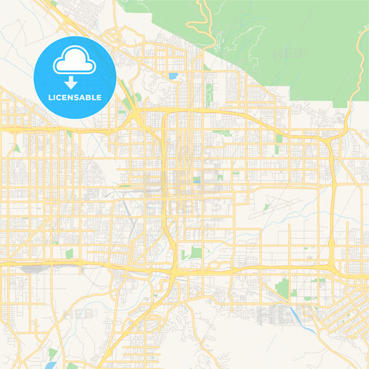 Empty vector map of San Bernardino, California, USA