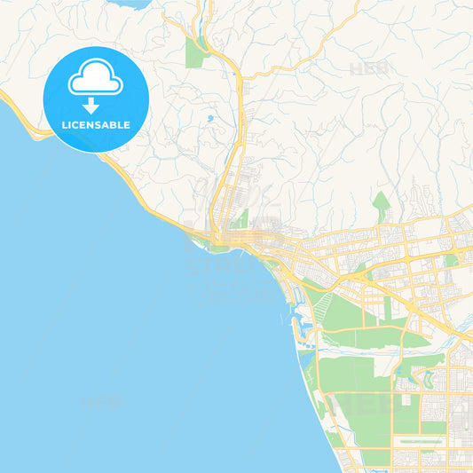 Empty vector map of San Buenaventura, California, USA