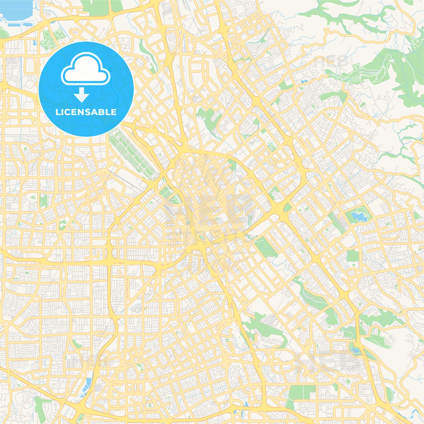 Empty vector map of San Jose, California, USA