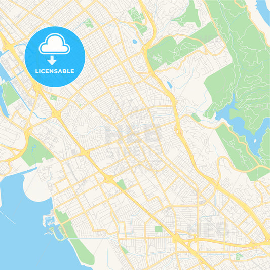Empty vector map of San Leandro, California, USA