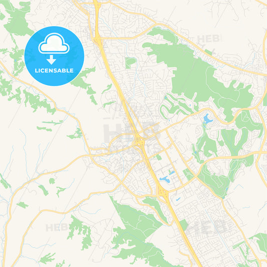 Empty vector map of San Ramon, California, USA