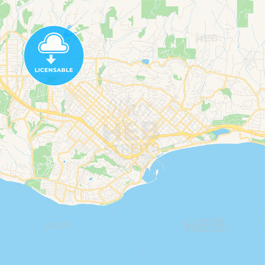 Empty vector map of Santa Barbara, California, USA