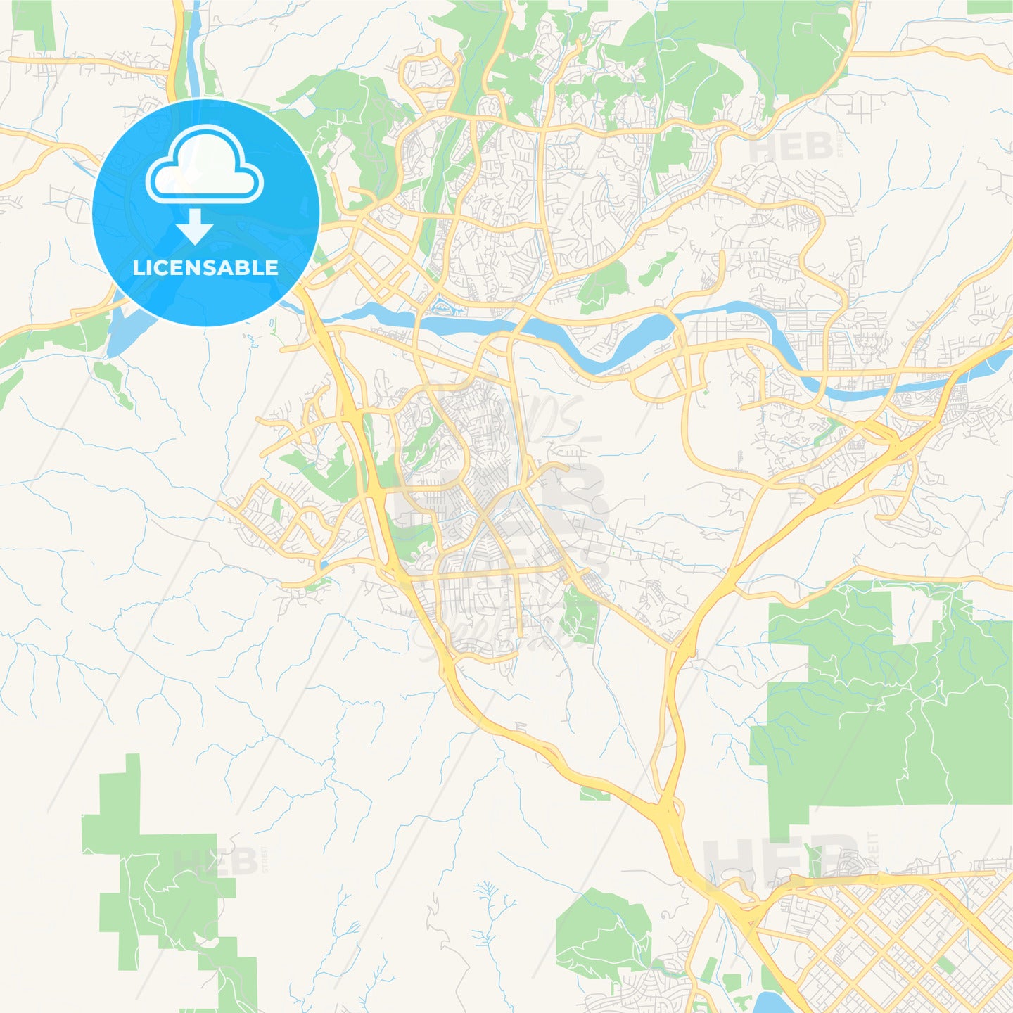 Empty vector map of Santa Clarita, California, USA