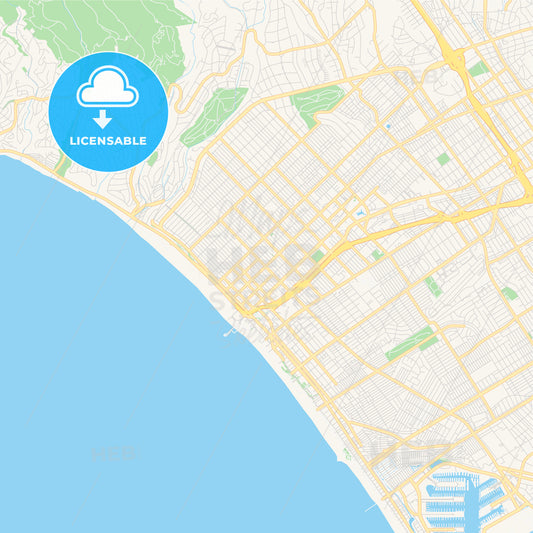 Empty vector map of Santa Monica, California, USA