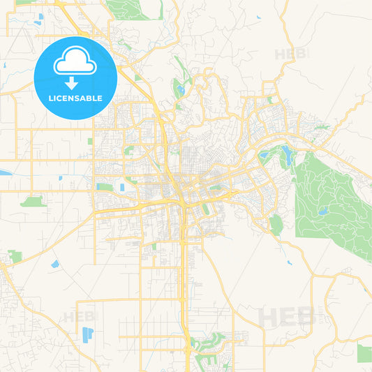 Empty vector map of Santa Rosa, California, USA