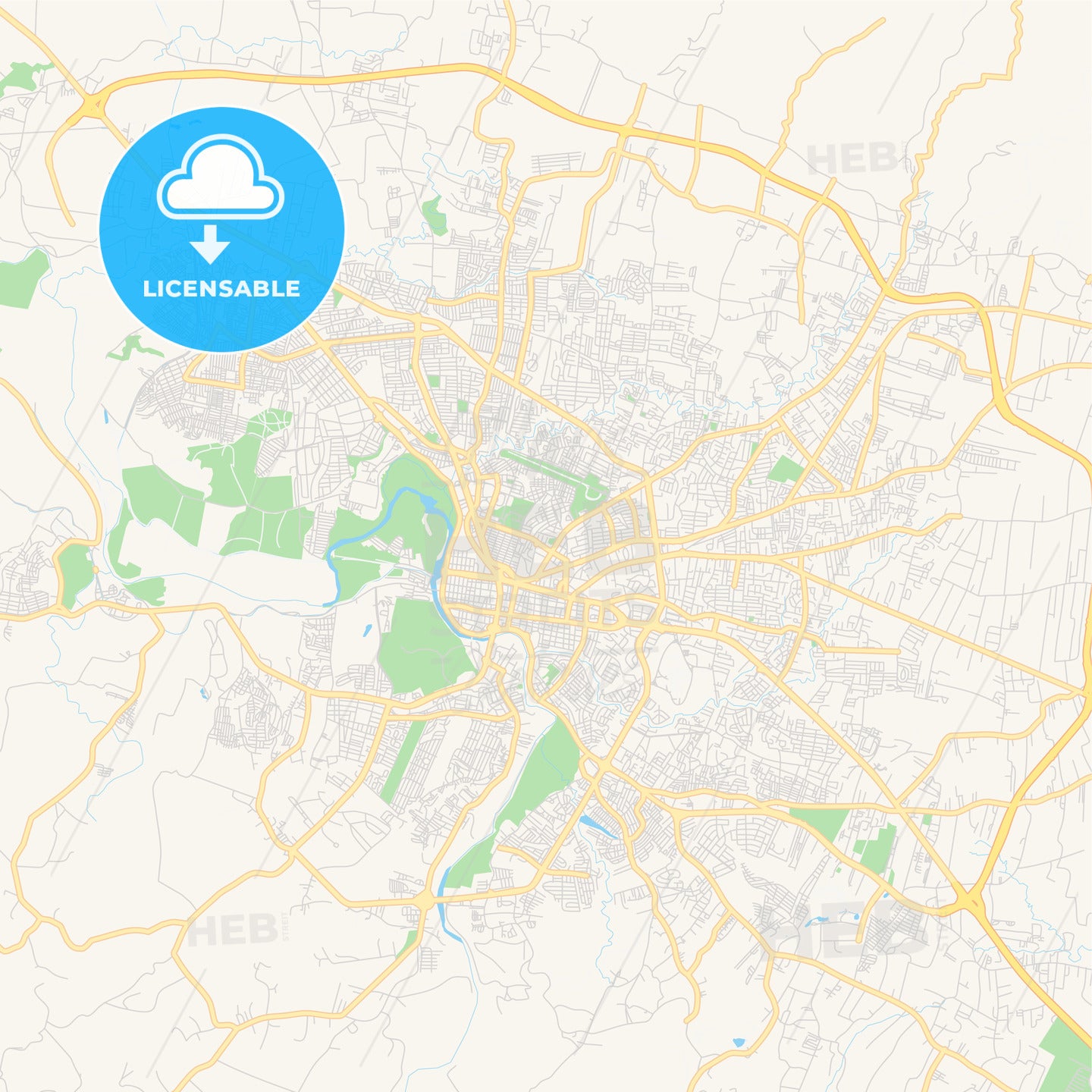 Empty vector map of Santiago, Santiago, Dominican Republic