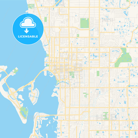Empty vector map of Sarasota, Florida, USA