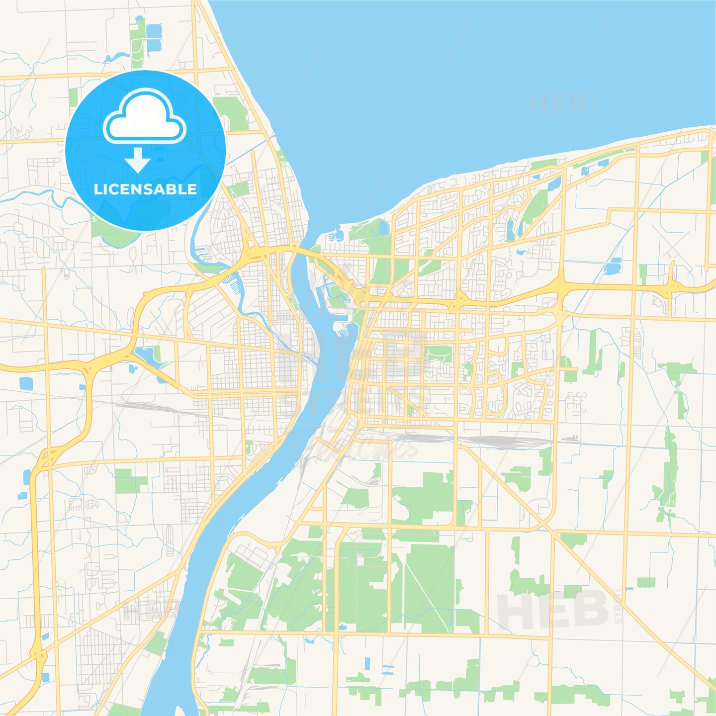 Empty vector map of Sarnia, Ontario, Canada