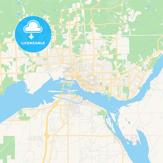 Empty vector map of Sault Ste. Marie, Ontario, Canada