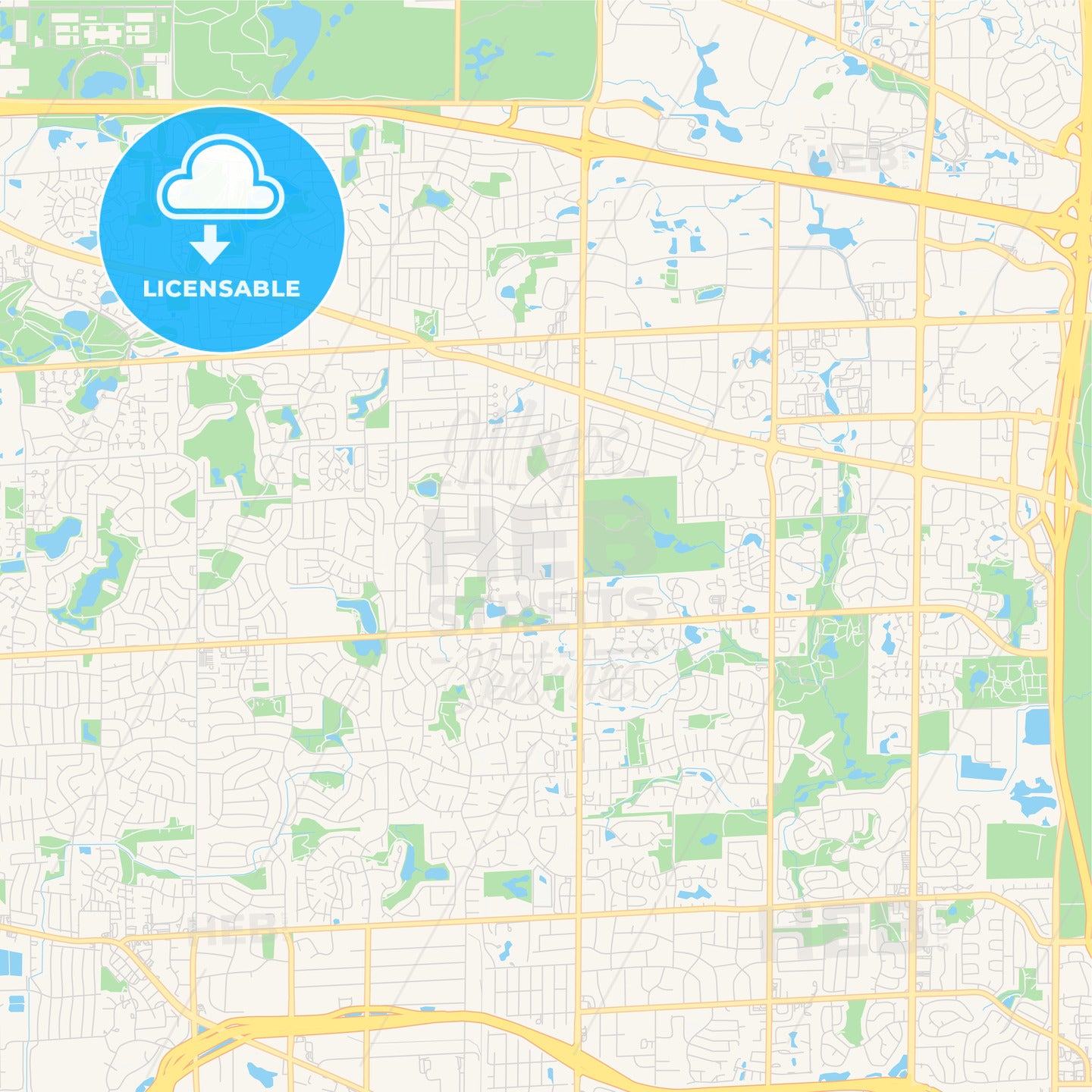 Empty vector map of Schaumburg, Illinois, USA