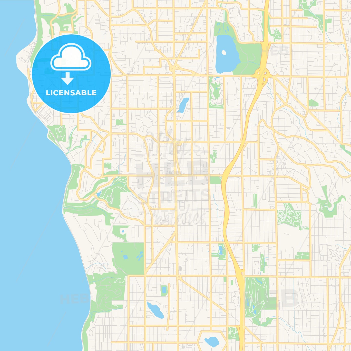 Empty vector map of Shoreline, Washington, USA