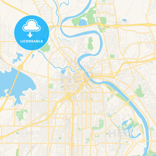 Empty vector map of Shreveport, Louisiana, USA