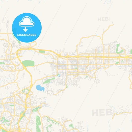 Empty vector map of Simi Valley, California, USA
