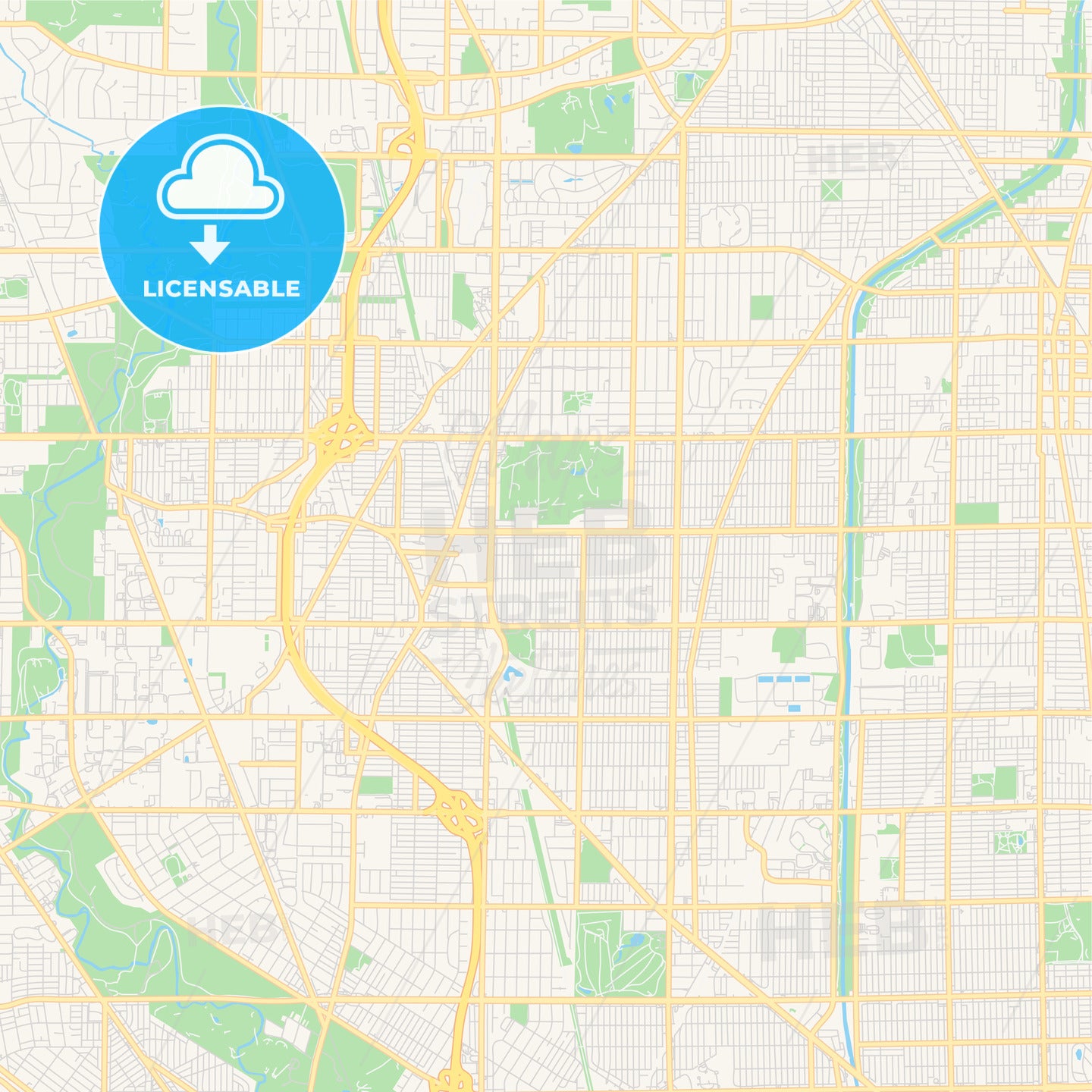 Empty vector map of Skokie, Illinois, USA