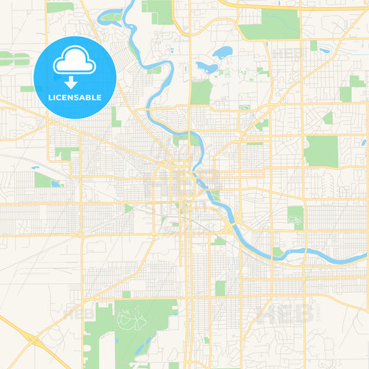 Empty vector map of South Bend, Indiana, USA