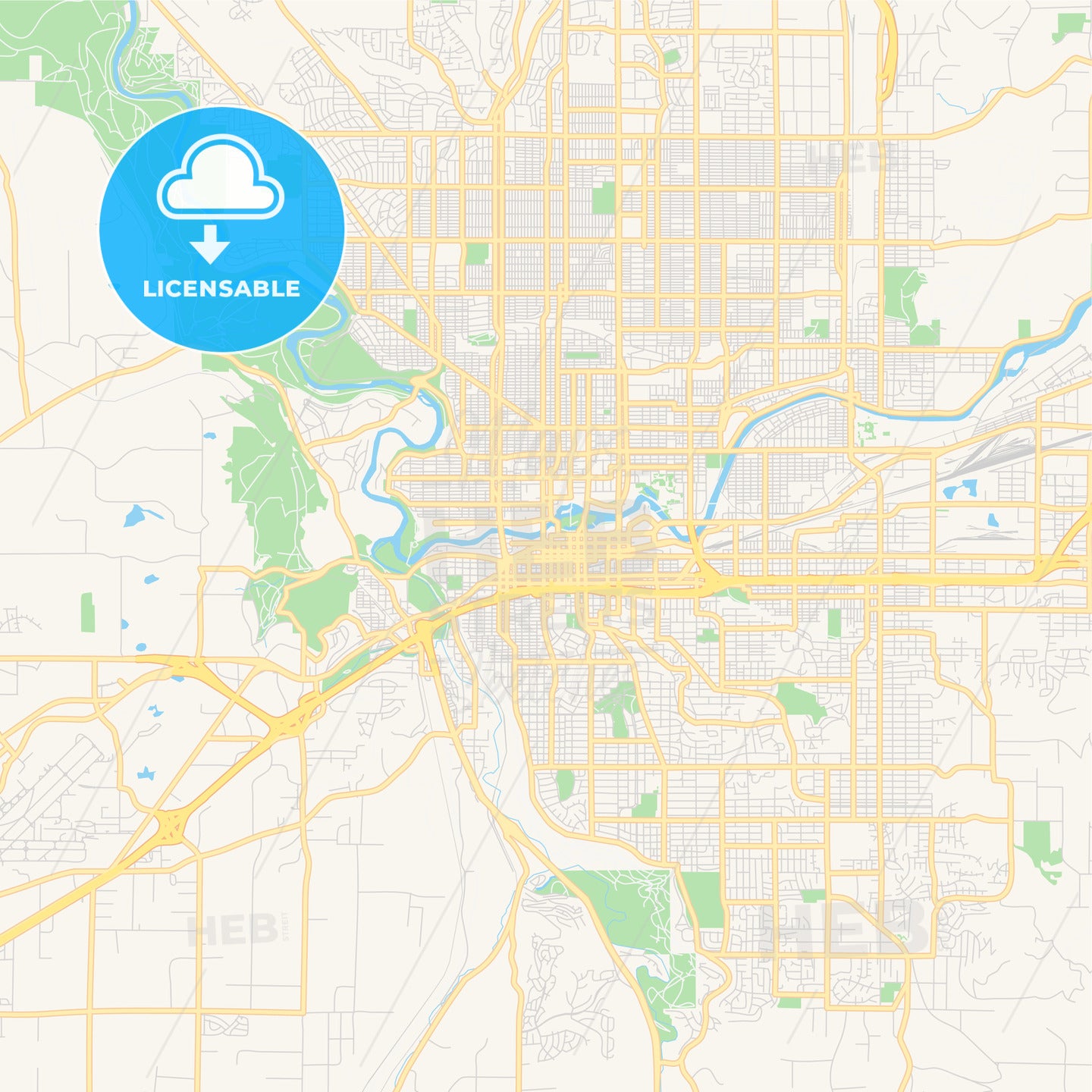 Empty vector map of Spokane, Washington, USA