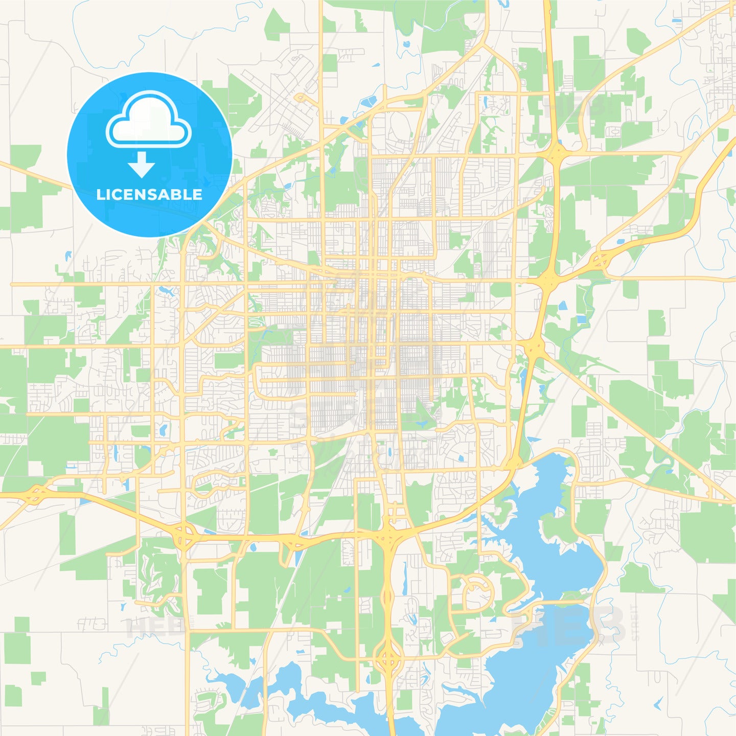 Empty vector map of Springfield, Illinois, USA
