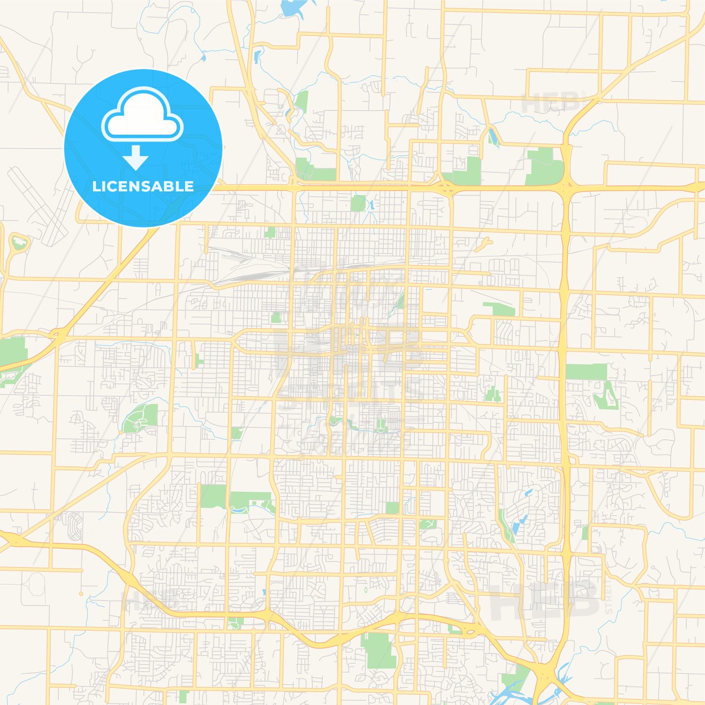 Empty vector map of Springfield, Missouri, USA