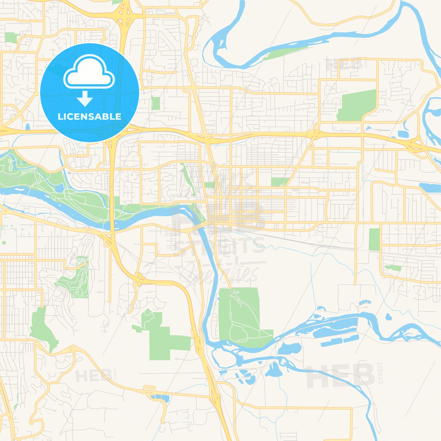 Empty vector map of Springfield, Oregon, USA